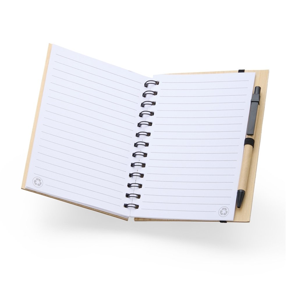 Caderneta Tipo Moleskine Capa Bambu com Caneta MB18748 - Imagem 2