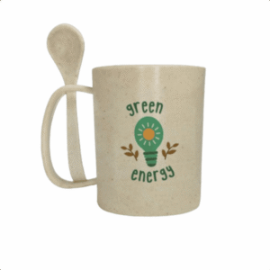 Caneca Ecológica de Fibra de Bambu com Colher 350ml MB723