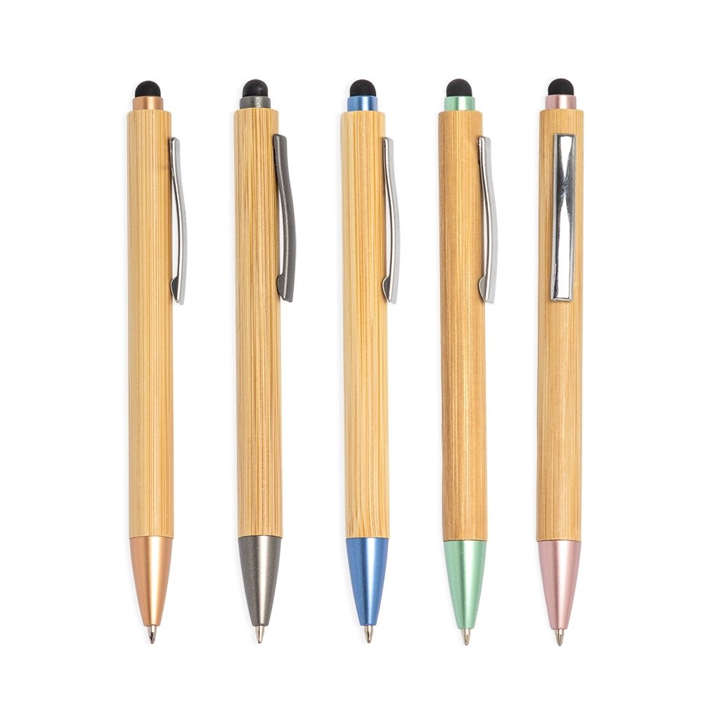Caneta Ecológica de Bambu com Ponta Touch Personalizada MB8102