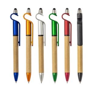 Caneta Ecológica de Papelão com Ponta Touch e Suporte Personalizada MB13499P