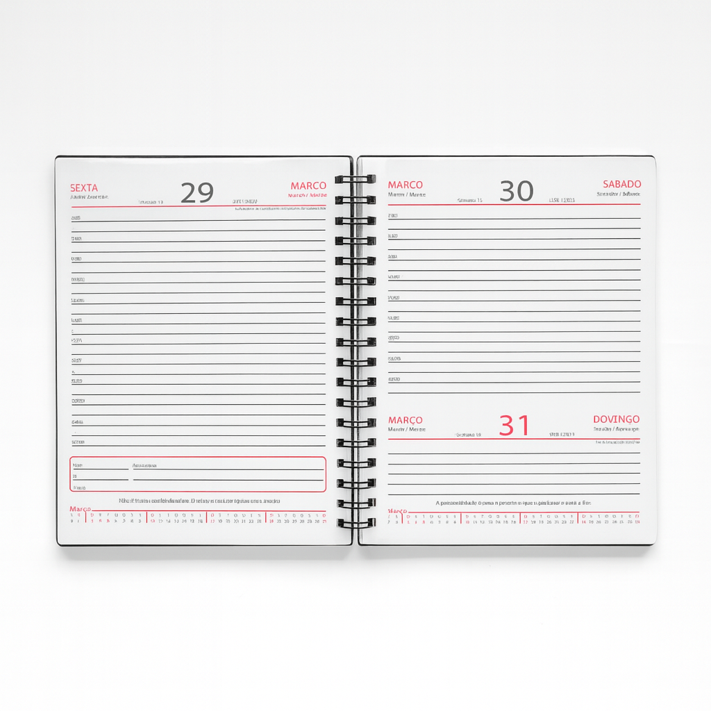 Agenda Diária 2027 Personalizada – Capa Dura Impressão Colorida Brochura - Imagem 2