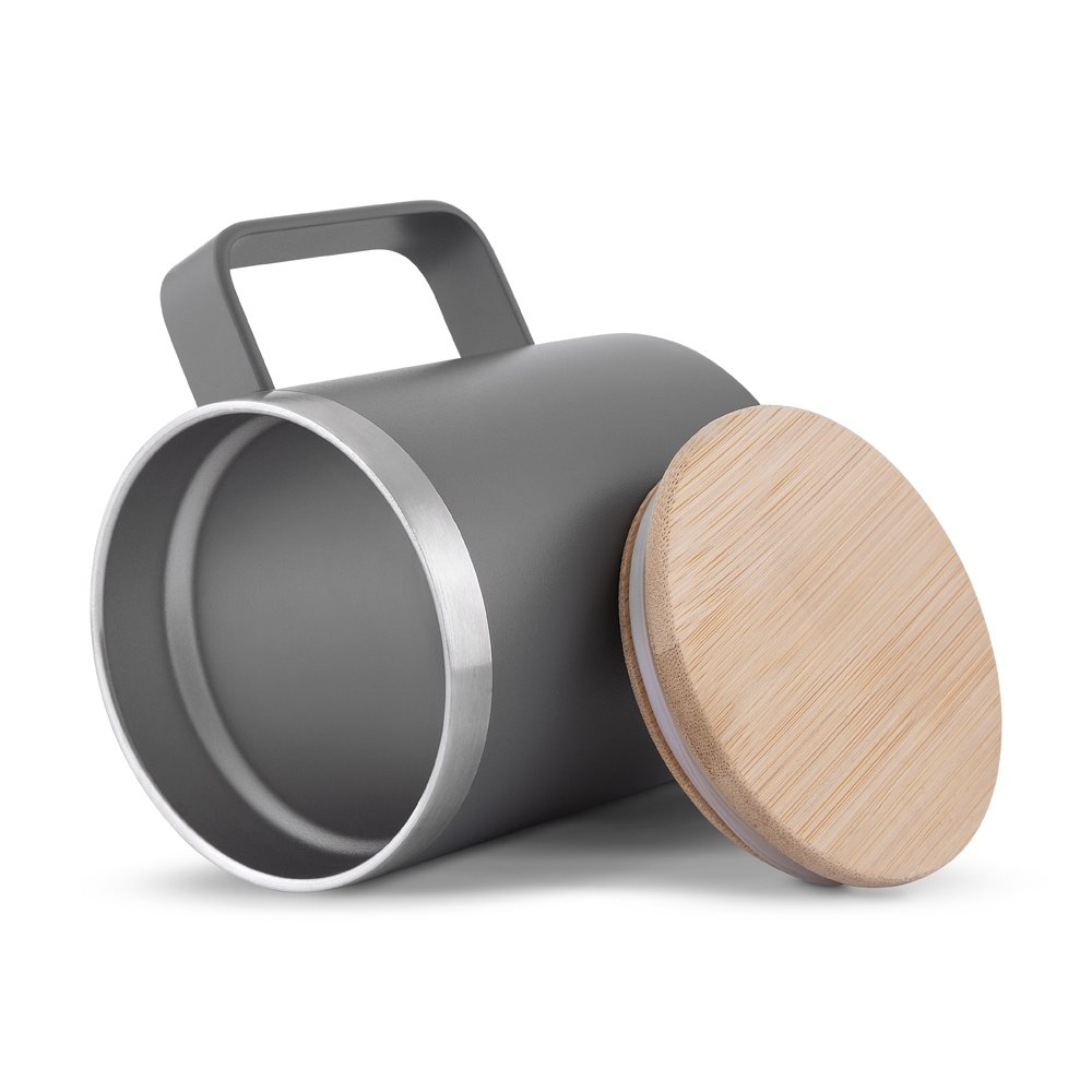Caneca Térmica de Inox e Tampa em Bambu 350ml MB15381 - Imagem 3