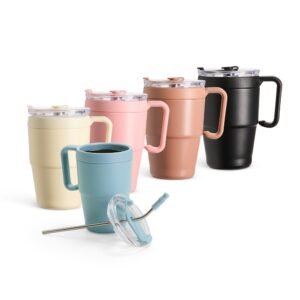 Caneca Térmica de Inox com Canudo 600ml MB18968