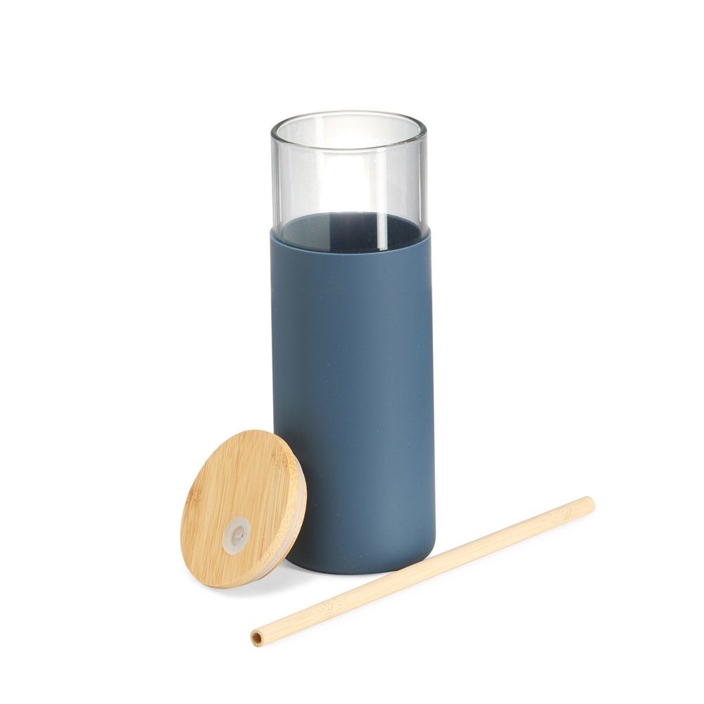 Copo de Vidro 500ml com Tampa de Bambu e Silicone MB1001 - Imagem 2