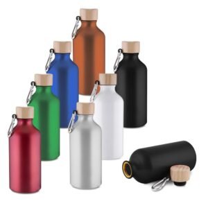 Garrafa de Alumínio 550ml com Tampa de Bambu MB15416