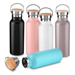 Garrafa Térmica de Inox e Tampa de Bambu 500ml MB14784