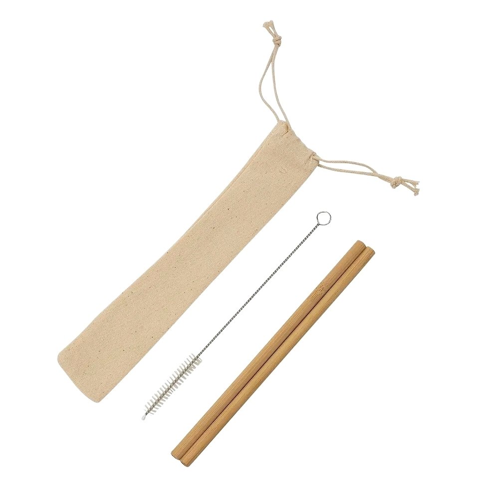 Kit com 2 Canudos de Bambu com Escova de Limpeza MB15227 - Imagem 2