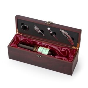 Kit Vinho Personalizado com 4 Peças e Caixa de Madeira MB13197