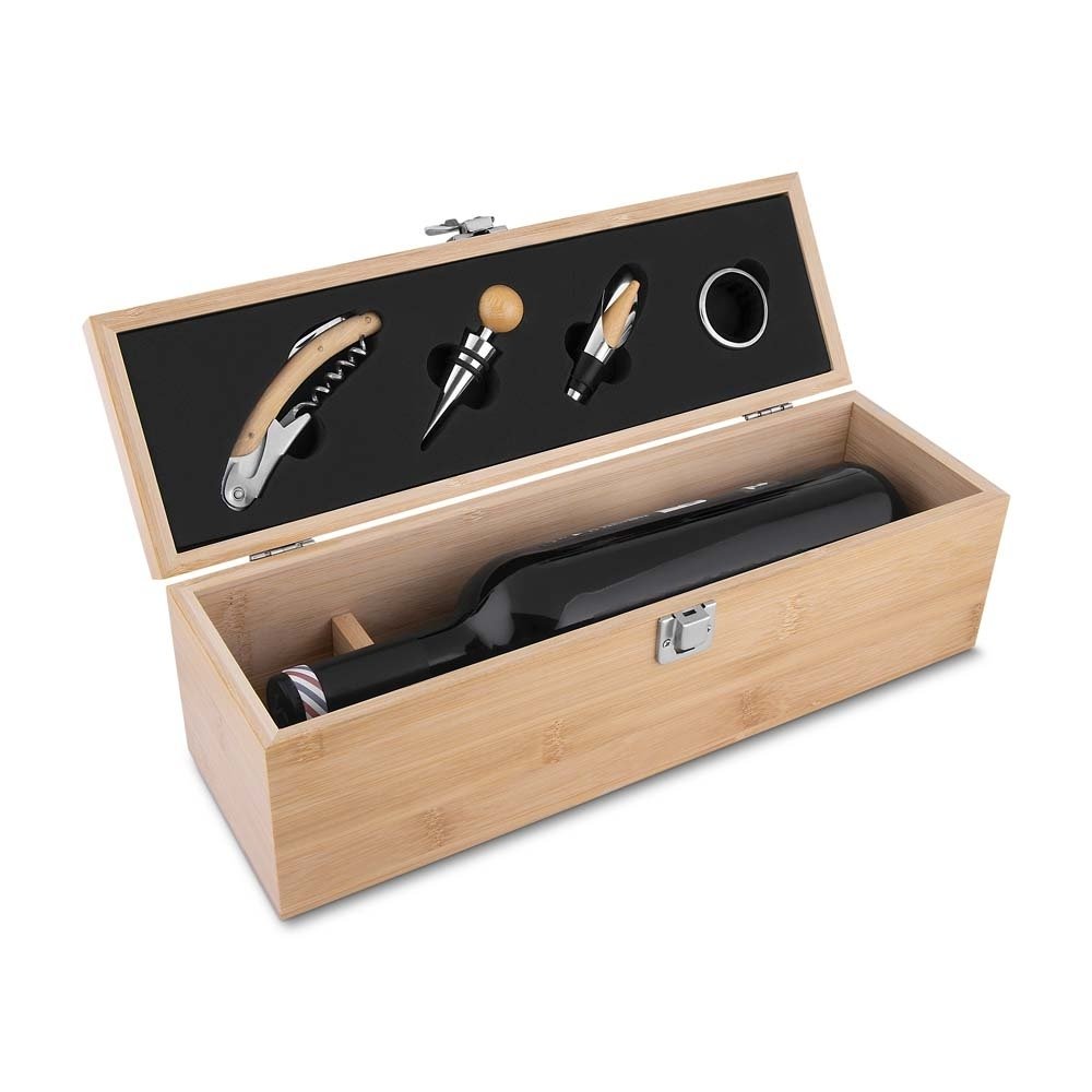 Kit Vinho Personalizado com 4 Peças Caixa de Bambu MB15361 - Imagem 2