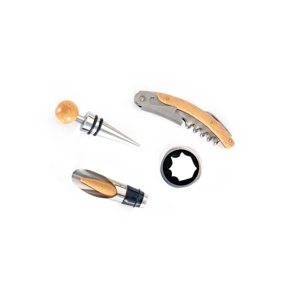 Kit Vinho Personalizado com 4 Peças Caixa de Bambu MB15361 - Imagem 4