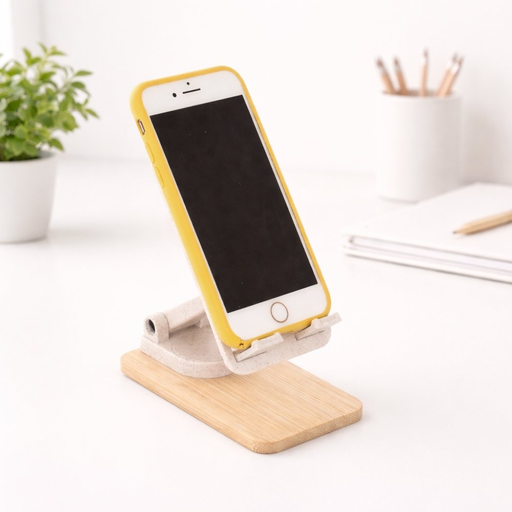 Suporte Retrátil para Celular em Fibra de Trigo e Bambu Personalizado MB9218 - Imagem 4